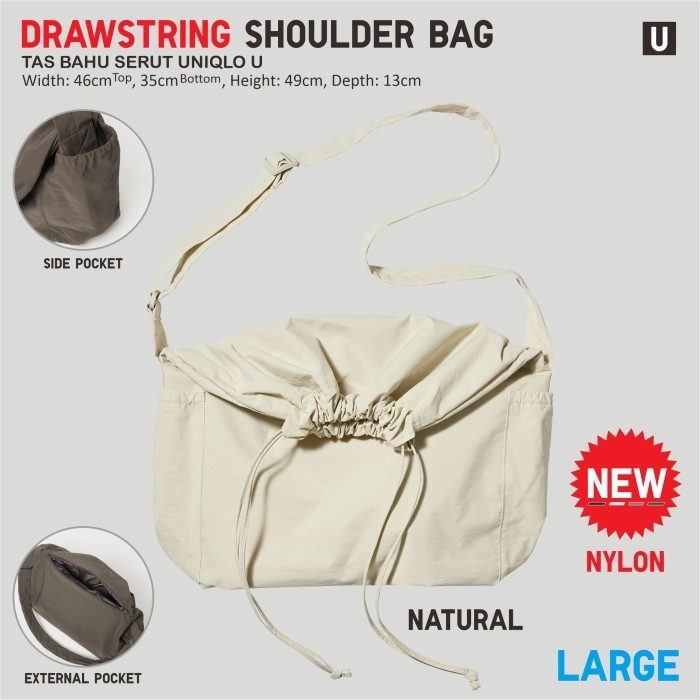 BERGARANSI Drawstring Shoulder Bag Tas Bahu Serut Unisex UNIQLO U