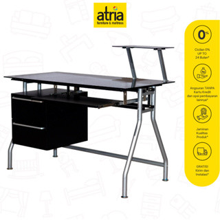 Atria Meja Komputer Arvin Glass Black