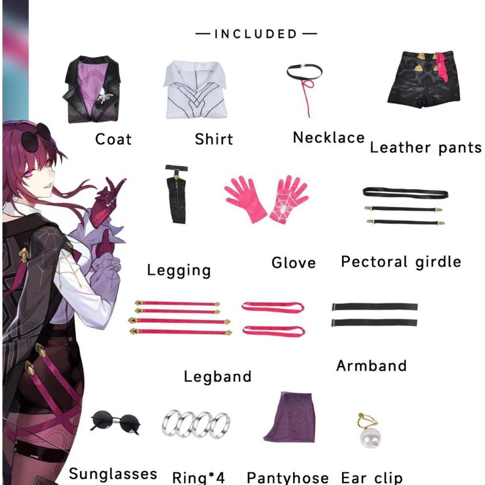 CR - Honkai Star Rail Game Kafka Cosplay Costume Embroidery Version Full Set Kafka Cosplay Wig Cospl