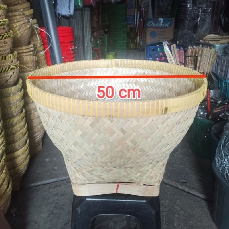 Bakul bambu jumbo kulit 50 cm/ Bakul cuci beras bambu jumbo/ Bakul nasi jumbo kulit 20 liter