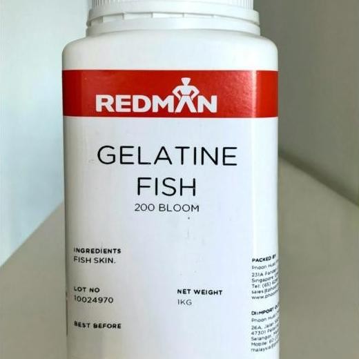 

Redman Fish Gelatine Powder 1Kg Halal Gelatin Ikan Bubuk Bloom