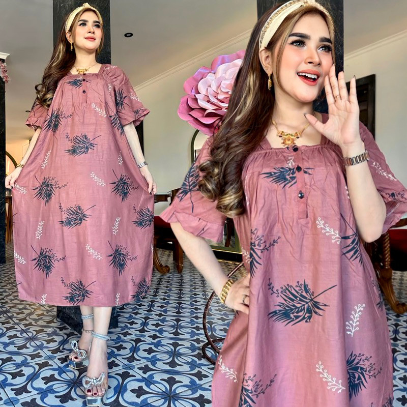 Daster Wanita Terbaru 2024 Dres Dstr Selutut Dress Remaja Kekinian Sexy Baju Bumil Busui Lengan Panj