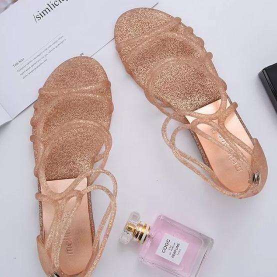 Meisha Tali Jelly Karet Shoes Glitter Sandal Sepatu Wanita