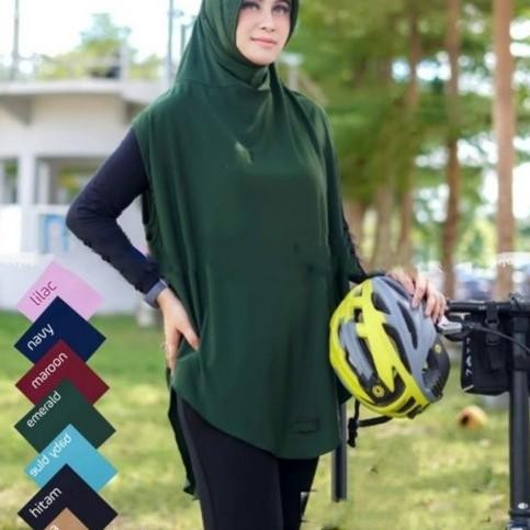 Hijab Sport Syari Jumbo Jilbab Olahraga Menutup Dada Bahan Jersey