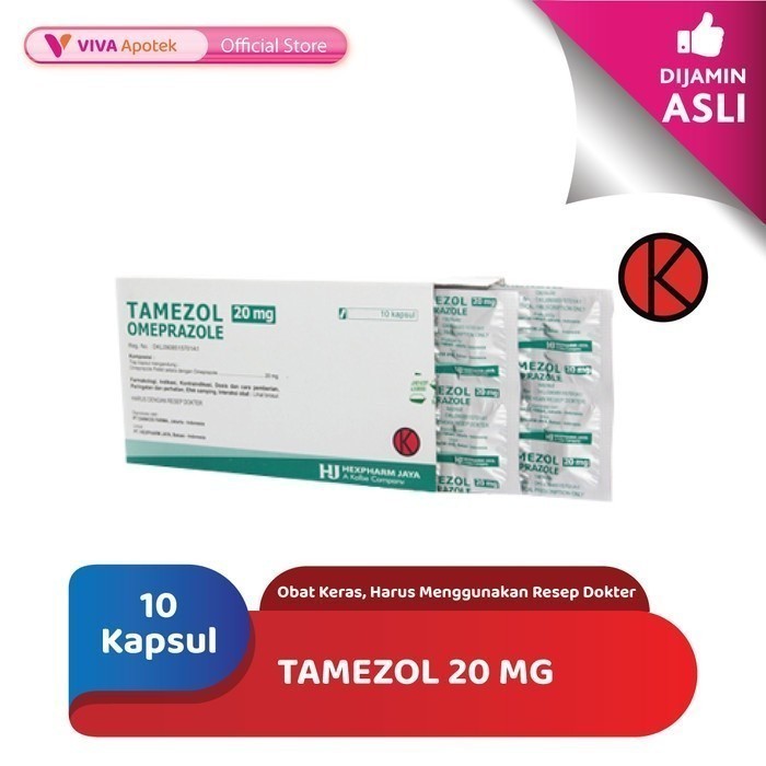 Tamezol 20 mg / Omeprazole / Tukak Lambung / Asam Lambung (10 Kapsul)