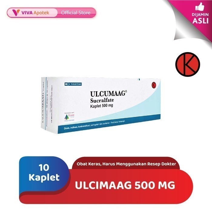 Ulcumaag 500 mg / Sucralfate / Maag / Asam Lambung (10 Kaplet)