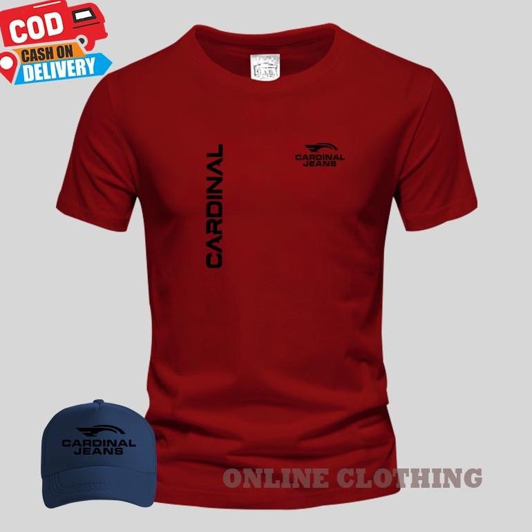 Big Sale Beli Baju Gratis Topi... Kaos Distro Lengan Pendek / Tshirt Distro Logo Cardinal Jeans Text