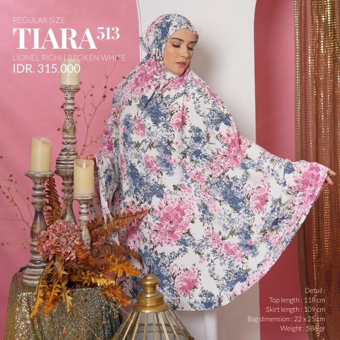 Mukena Tatuis Tiara 513 Motif Bunga Hitam Putih Navy Cokelat Travel