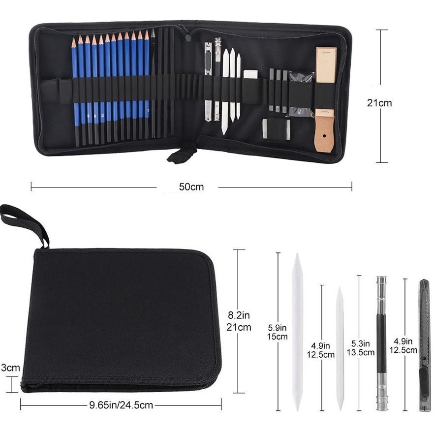 

qw-45 33PCS/Set Sketch Pensil Pisau Penghapus dan Pensil Gambar untuk Keperluan Sekolah Pencil Drawing Set Sketsa dan Lukisan Set Terlaris