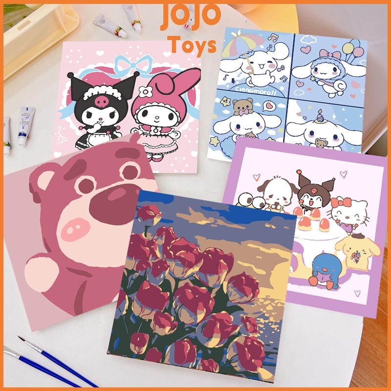 

JOJO Paint By Number 20x20cm Girl Series DIY Painting Kit Mewarnai Lukisan with Wooden Frame Numbers