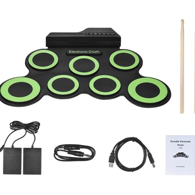 Digital Drum Kit Drum Elektrik 7 Pads Roll Up Usb Power