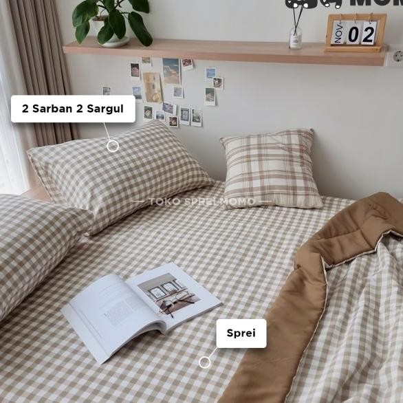 Sprei Set Crotex Gingham - Ukuran 160, 180 Dan 200 X 200 [Sprei Momo