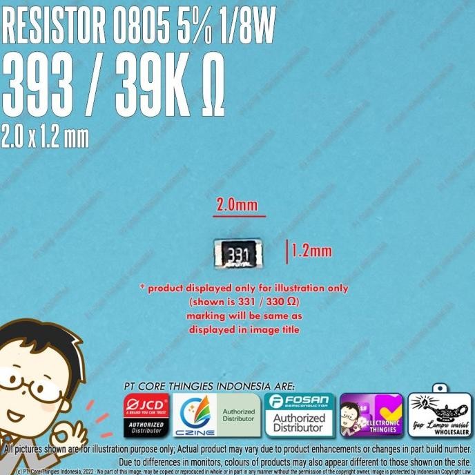 Update (20) RESISTOR 0805 5% 393 / 39K OHM SMD 2012 thingie43 Juara
