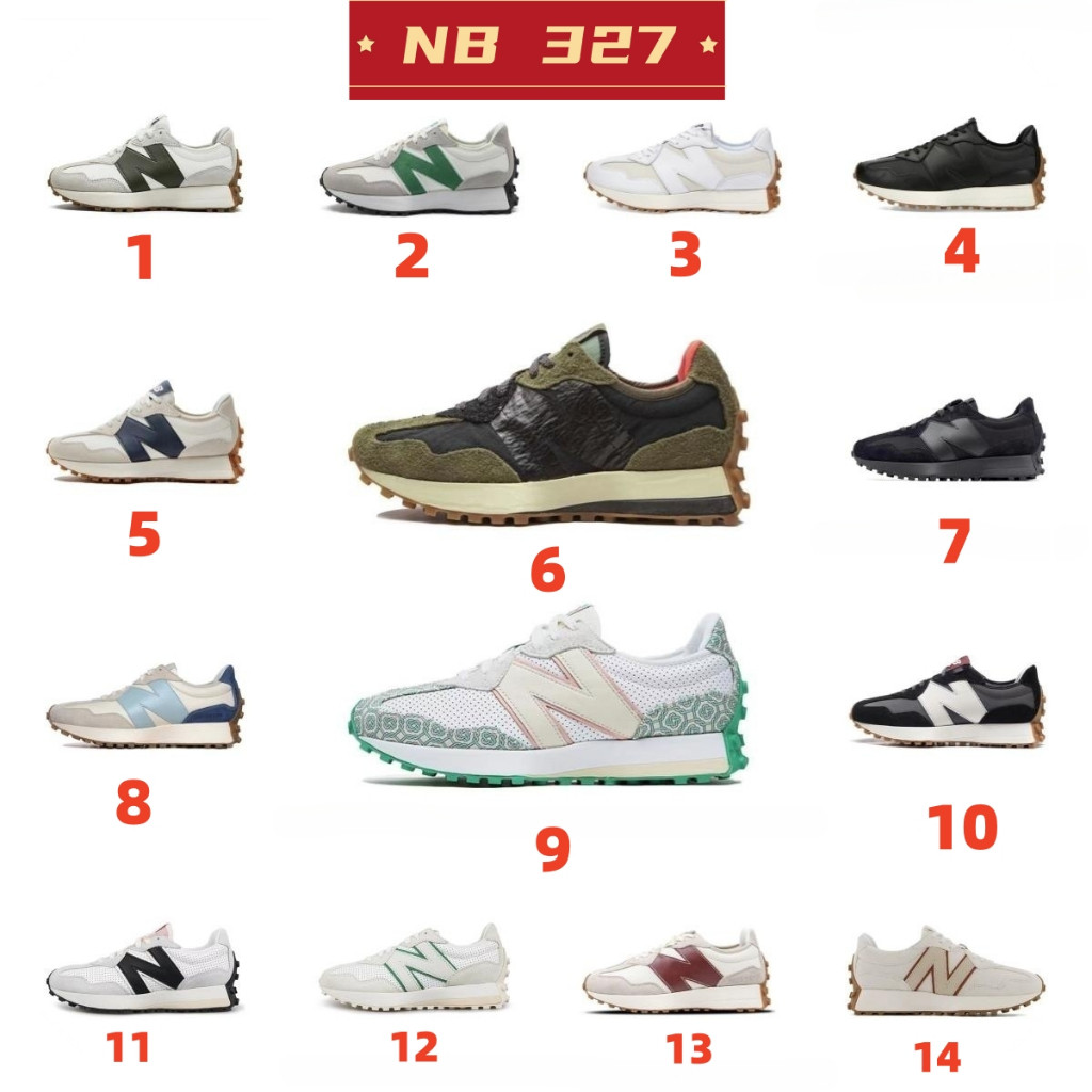 Sepatu Lari Low-Top Retro Bernapas Ringan New Balance NB 327 Pria Wanita Sepatu Kets Permukaan Kulit