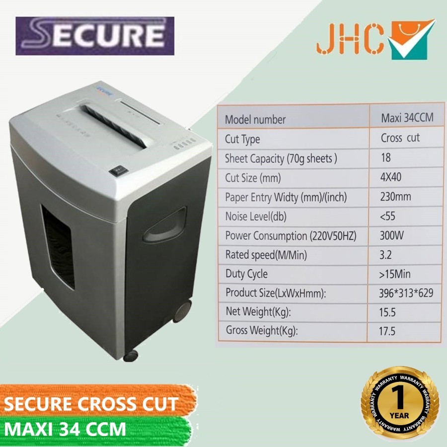 SECURE MAXI 34 CCM - Mesin Penghancur Kertas/Paper Shredder MAXI 34CCM