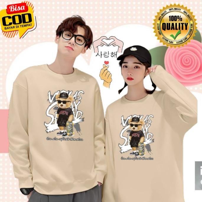 Baju Kaos Couple Pasangan Pacar Beer Skate / Lengan Panjang Couple Distro Model Sweater / Baju Kapel