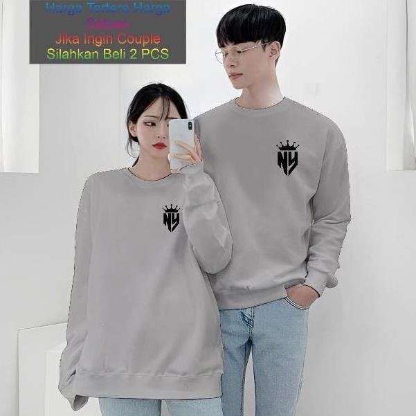Kaos Couple Lengan Panjang Ny Mahkota / Baju Lengan Panjang Pasangan / Kaos Atasan Pria Wanita Kapel