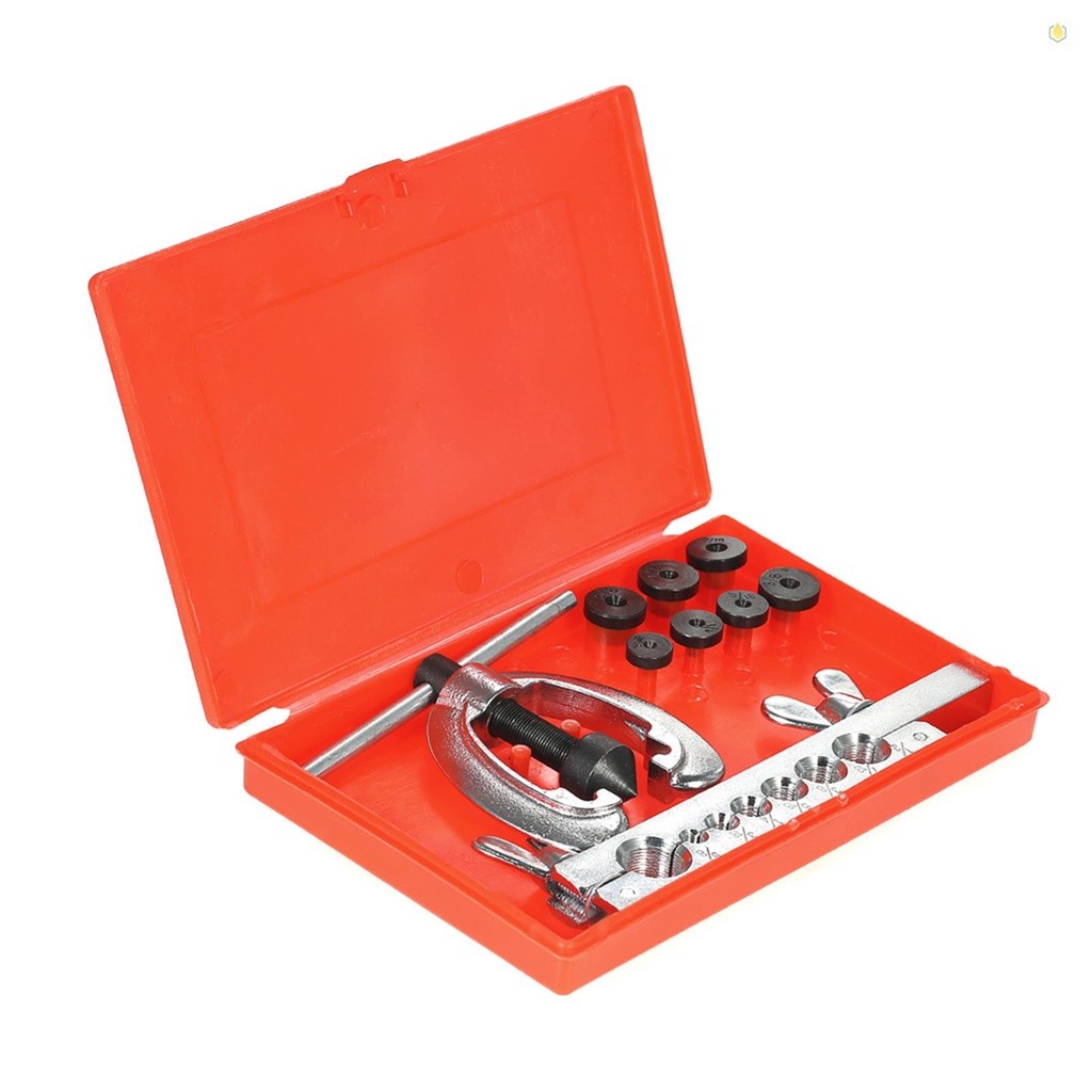 9pcs Pipa Ganda Perangkat Flaring Kit Set Tube Bender Pipa Perbaikan Mekanik Rem Tukang Aluminium Te