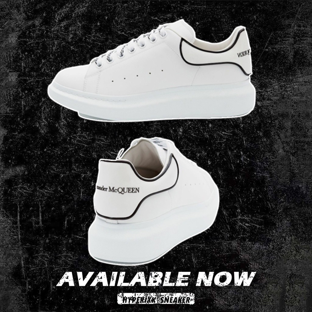 Alexander McQueen 'Black White' (100% Kualitas Asli) 625156WHXMT9074 Sandal Ukuran Besar Pria dan Wa