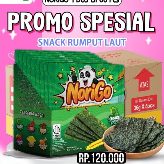 

( Spesial) Ngo 1 Dus Free 10 Pcs / N Sachet Seaweed Sna 3G Rumput Laut Halal