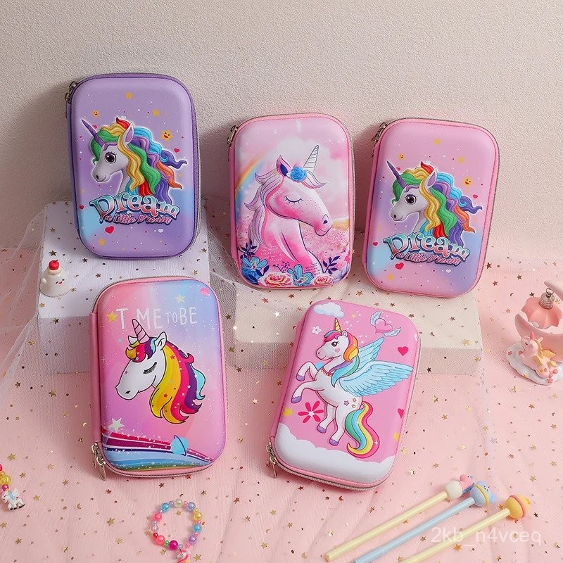 

Cartoon EVA Pen Box Children's 3D Unicorn Stationery Box Large Capacity Primary School Pencil Storage Box Girls' Pencil Bag RVBX