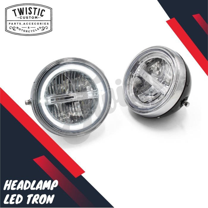 Headlamp Lampu Depan Led Daymaker Tron Motor Custom Universal Vzr