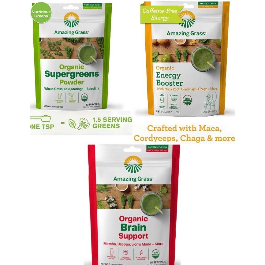 

Amazing Grass Organic Smoothie Boosters: Supergreens Powder _ Original