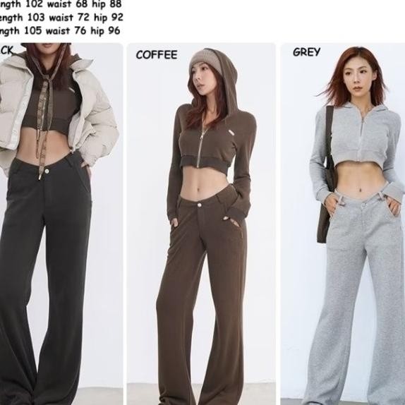 Ab969796 Celana Panjang Training Cutbray Rajut Santai Wanita Korea