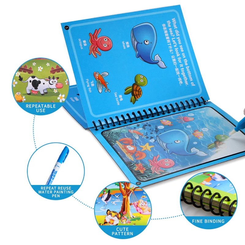 

Magic Water book Painting Book Buku Gambar Mewarnai Edukasi Anak Buku Gambar Air Ajaib Anak