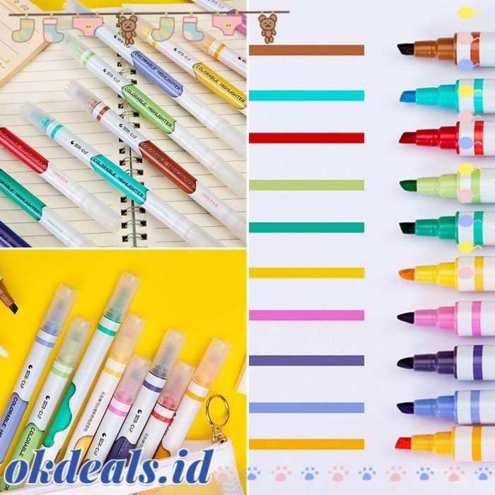 

Vee Okdeals 10Pcs/Set Penanda Neon Kantor Perlengkapan Sekolah Alat Gambar