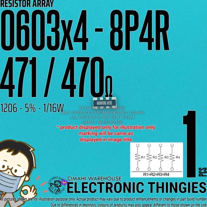 (20) RESISTOR ARRAY 8P4R 0603x4 5% 471 - 470 OHM 1/16W 4D03 NETWORK thingie43 Berkualitas