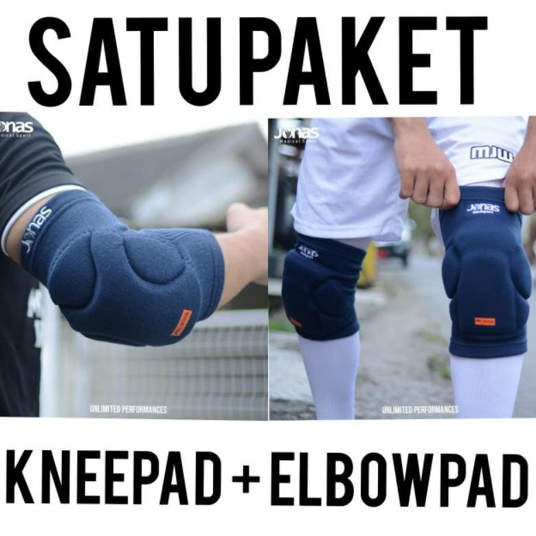 Diskon Kneepad Elbowpad Futsal Jonas V2 Knee Pad Elbow Pelindung Deker Lutut Siku Kiper Merah Biru O