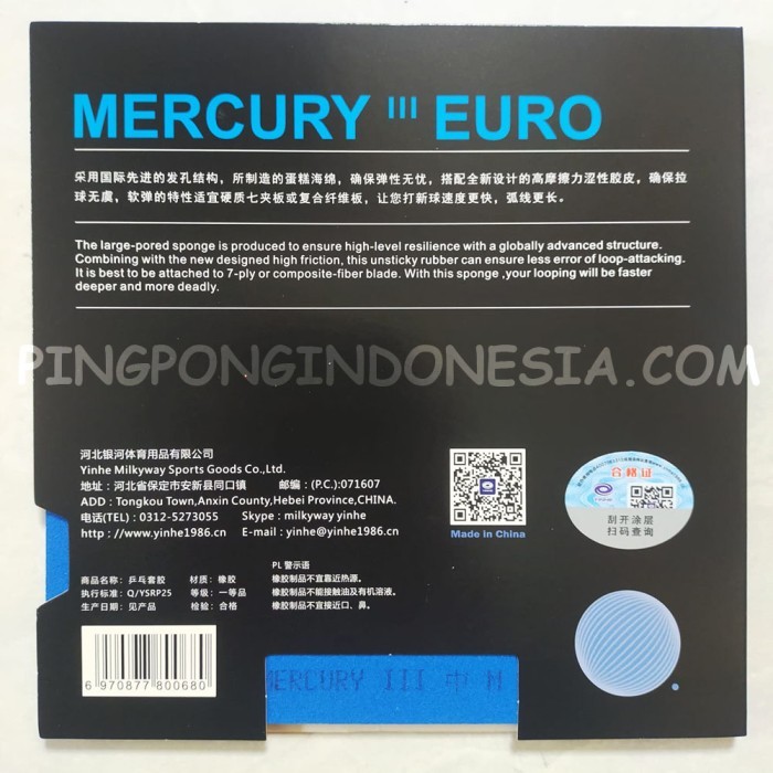 Yinhe Mercury Iii Euro - Medium - Rubber Karet Pingpong Tenis Meja 3