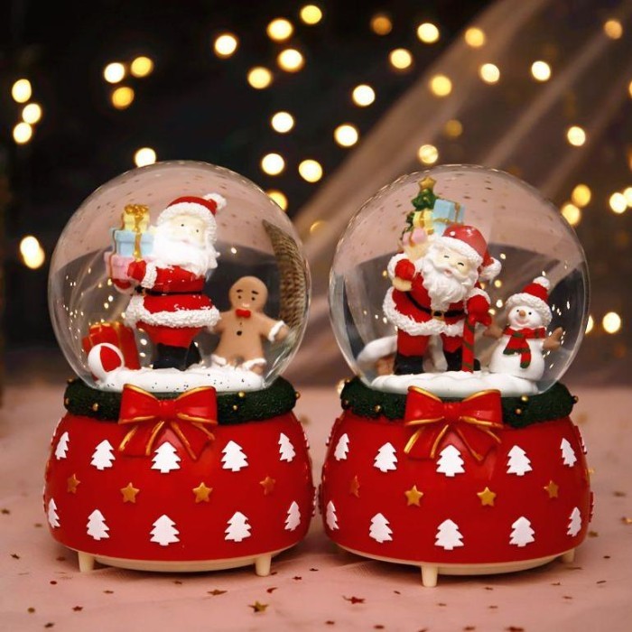 Jumbo Pajangan Natal Kotak Musik Natal Bola Kristal Salju Natal Santa