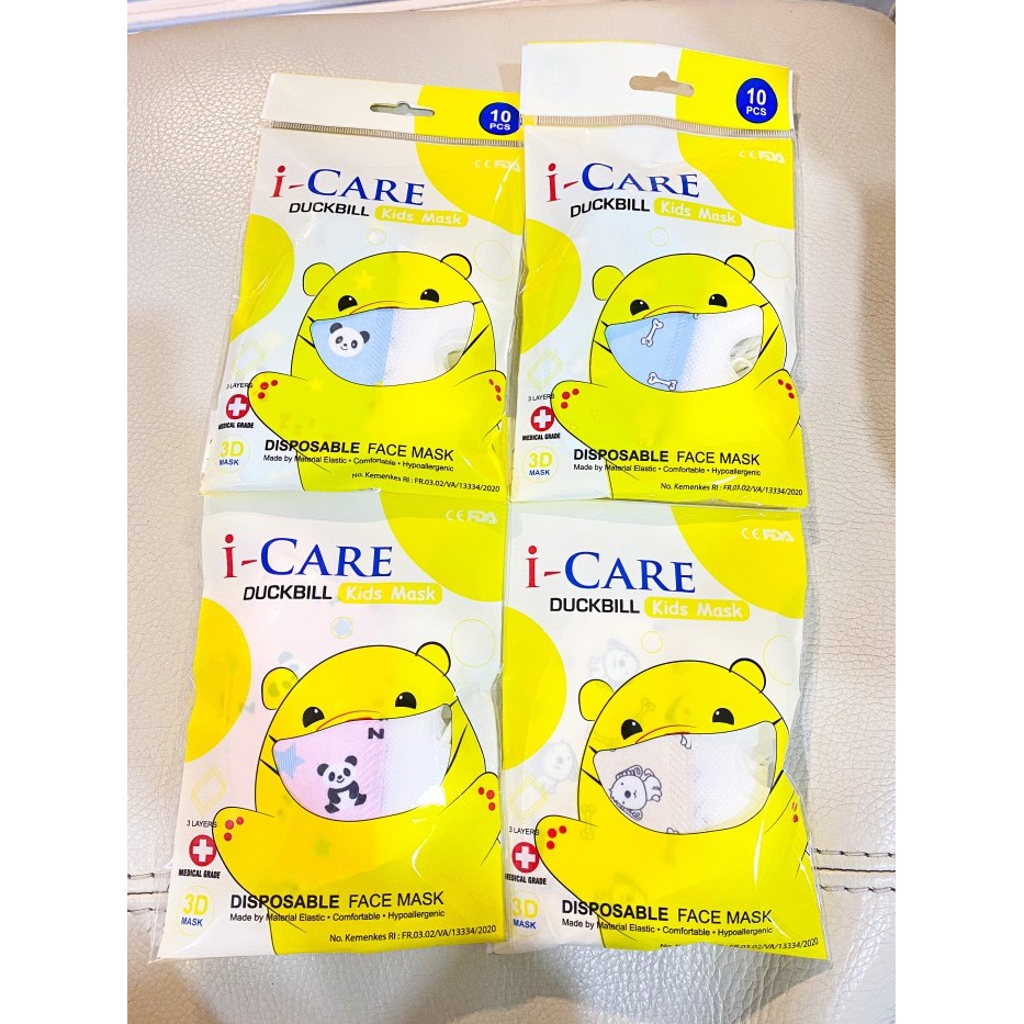 DUCKBILL ANAK ISI 10PCS SASET PLASTIK MASKER ANAK MOTIF DUCKBILL ORIGINAL QUALITY