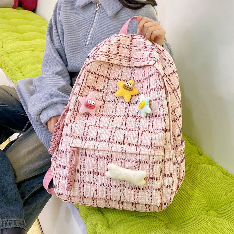 Tas Sekolah Kotak-kotak Wanita, Ransel Kampus SMP dan Senior