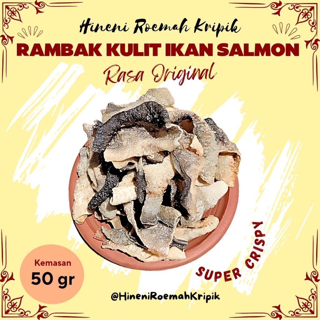 

50g Kripik Kulit Salmon Super Premium Renyah diet keto penuh gizi