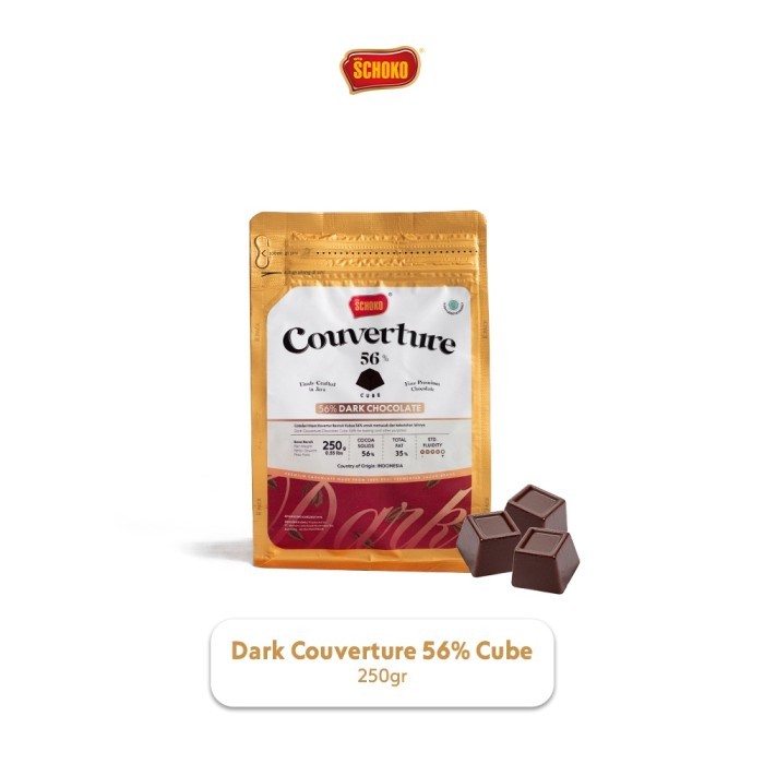 

Dark Chocolate 56% Couverture 250gr SCHOKO / cokelat blok /easy melt