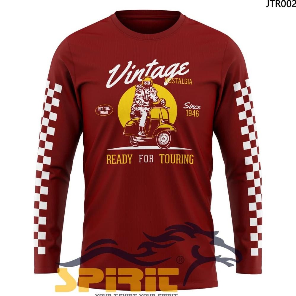 ORIGINAL VESPA VINTAGE T-Shirt MOTOR SPORT BAJU KAOS MOTOR SPORT LENGAN PANJANG KAOS VESPA CATTON CO