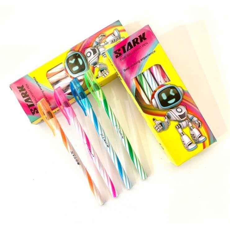 

(12Pc) Pulpen Ulir / Pen Lilin Stark 1 Pak / Bolpoin Hitam Murah