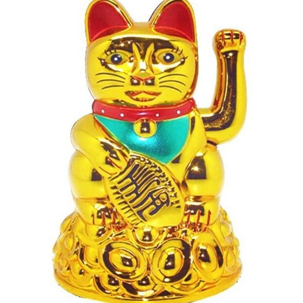 Kucing Hoki Koin Emas Patung Boneka Kucing Hoki Yuan Bao Manekineko 12