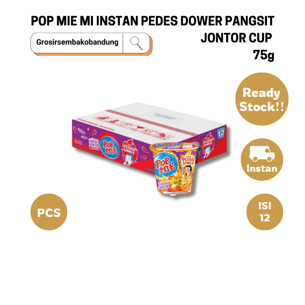 

POP MIE MI INSTAN PEDES DOWER PANGSIT JONTOR CUP 75g - 1 Dus - Kota Bandung