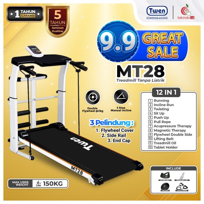 Ready Treadmill Manual Alat Fitness Multifungsi Twen 5 in 1 Twen MT21 MT28