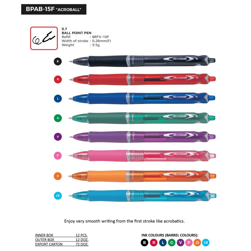 

Gramedia Cirebon - PILOT BALLPEN ACROBALL BPAB-15F 0.7 WEGB