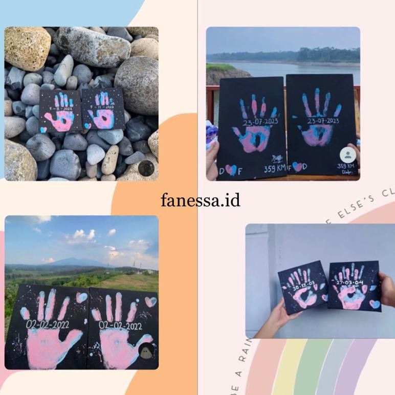 

8.8 (Free Box)Paket Simple Cap Tangan Couple | Hand Painting Kit | Kanvas Painting Kit 8.8