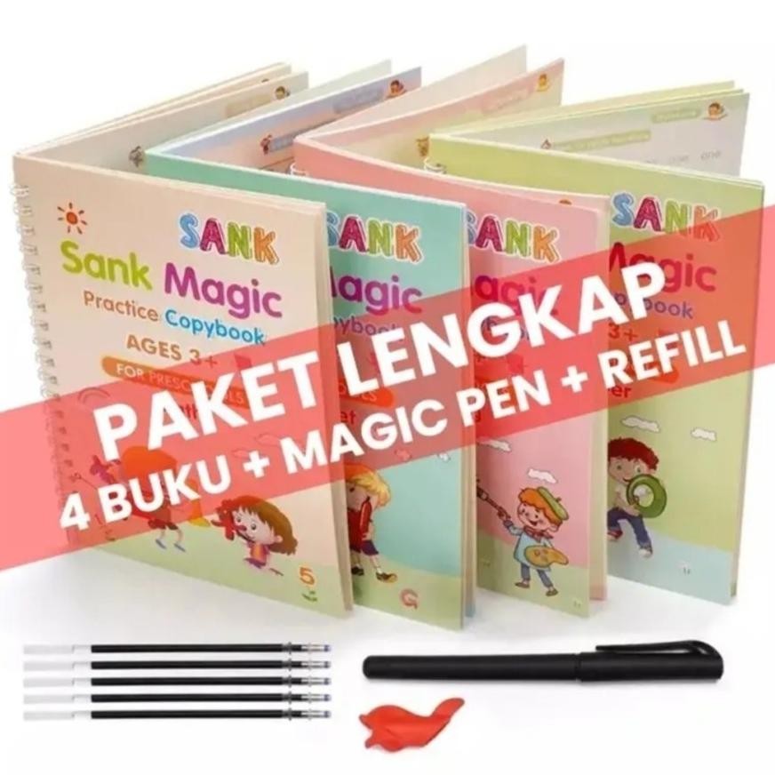

Diskon 1 Set Dapat 4 Buku Pena Magic Practice Book Belajar Alfabet Lukisan Aritmatika Hig Quality