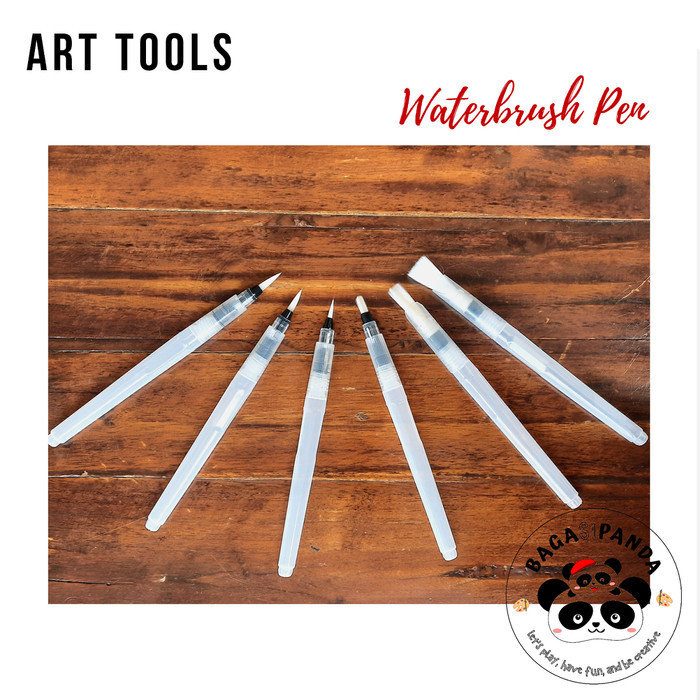 

Ba 6Pcs/Set Refillable Water Brush Pen Set / Kuas Cat Air / Kaligrafi