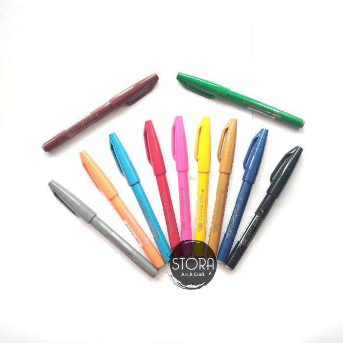 

Ba Pentel Touch Brush Sign Pen Colouring Kuas Spidol Lettering Set 12