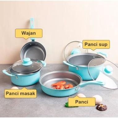 Up15 Wajan Teflon 1 Set Isi 13 Dan 18 PCS Perlengkapan masak Super Lengkap Wajan Teflon Anti Lengket