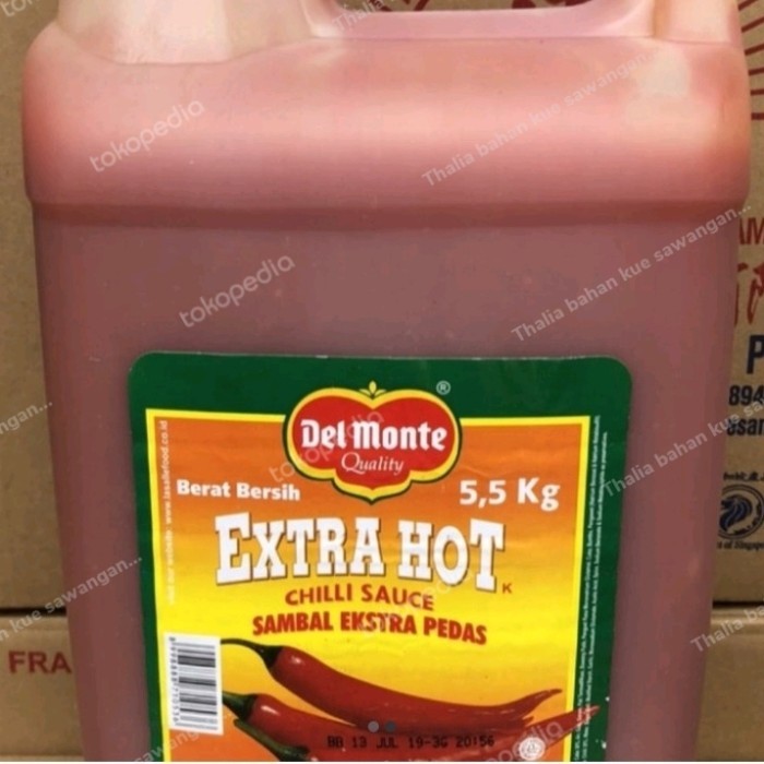 

Dijual!!! Delmonte Saus Cabe Extra Pedas Galon 5.5Kg Khusus Instant Kurir
